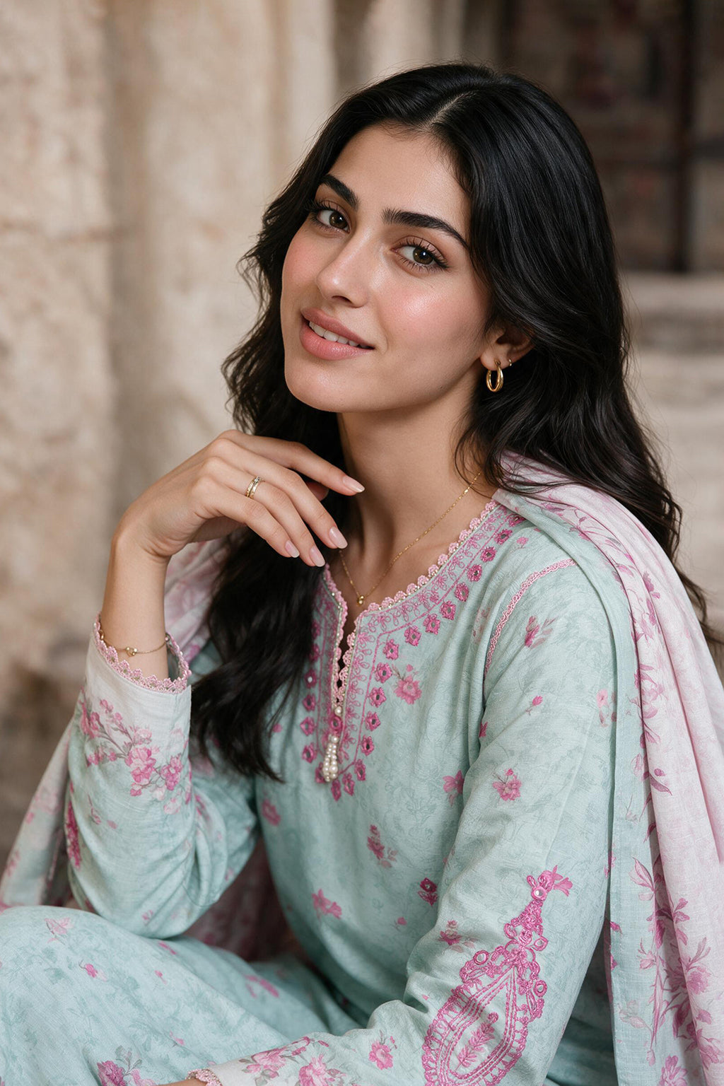 Embroidered Shirt Shalwar Dupatta - 0166