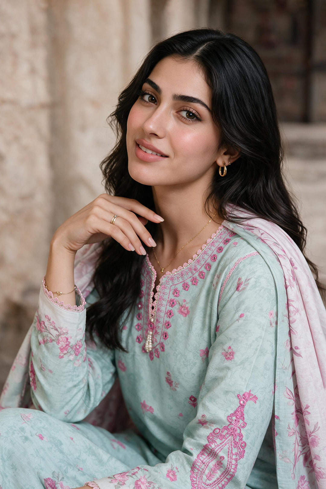 Embroidered Shirt Shalwar Dupatta - 0166