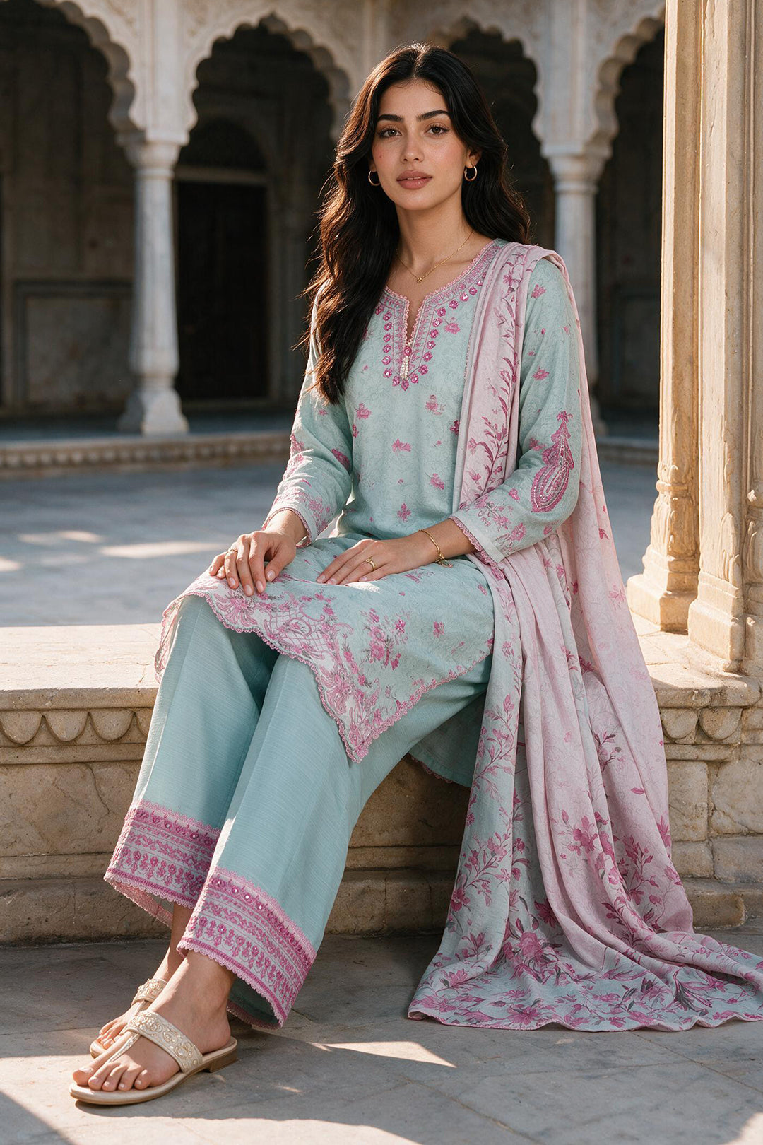 Embroidered Shirt Shalwar Dupatta - 0166