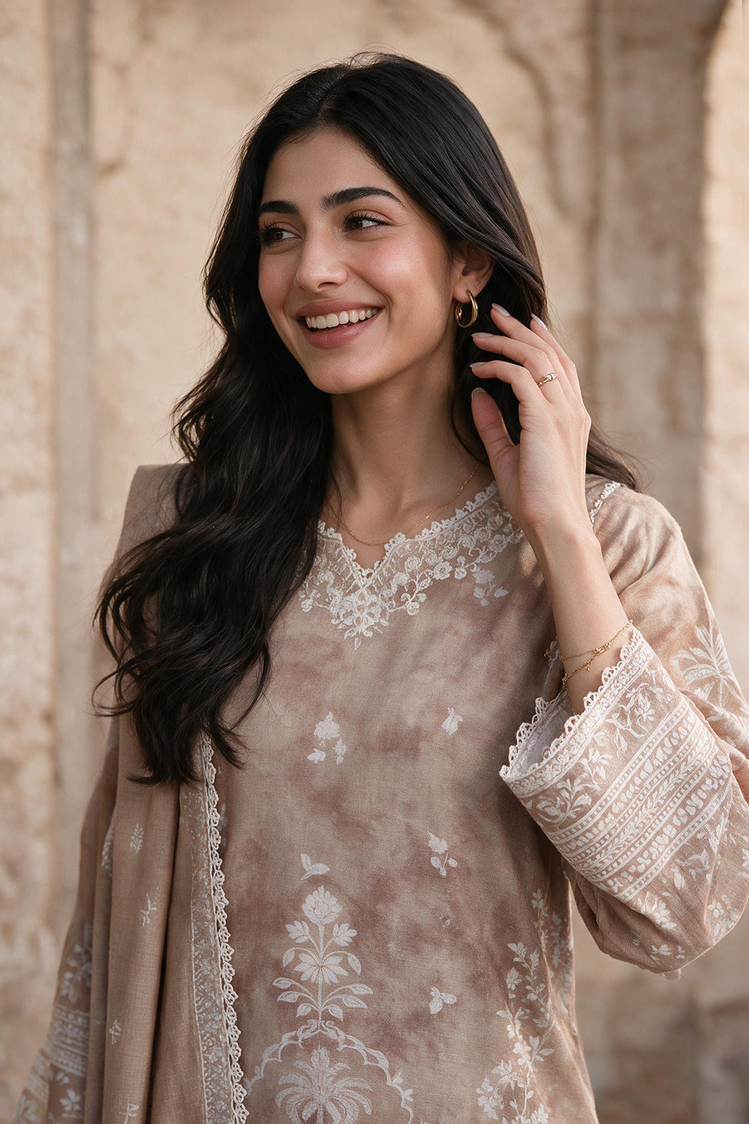 Embroidered Shirt Shalwar Shawl - 0167