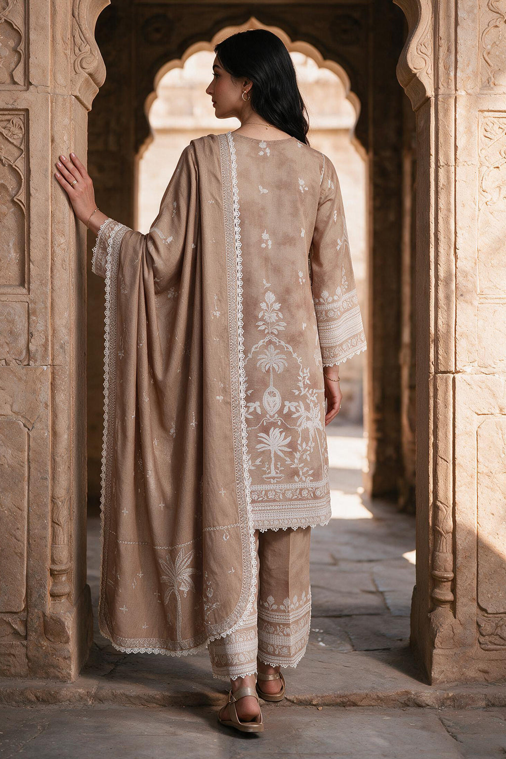 Embroidered Shirt Shalwar Shawl - 0167