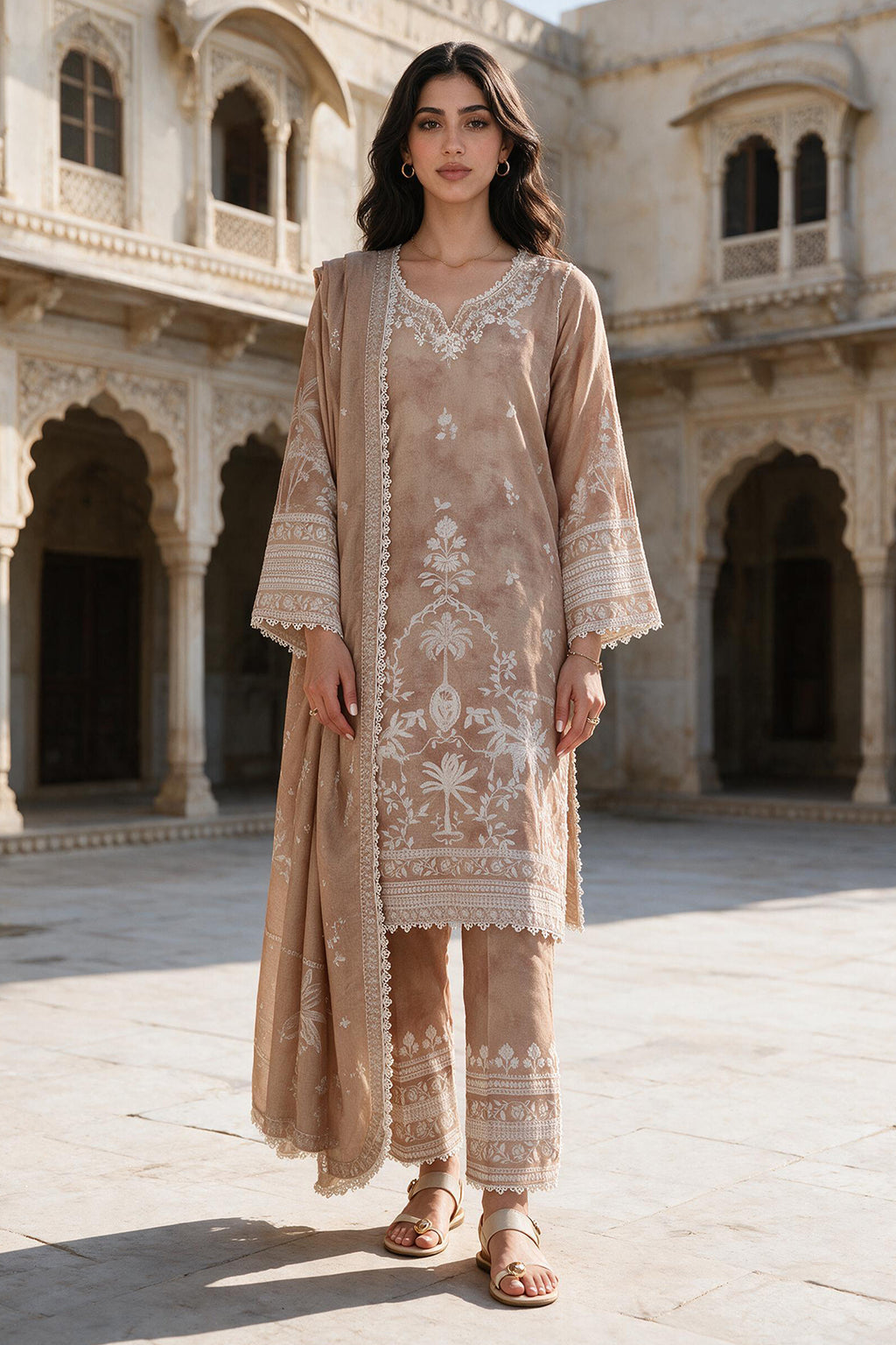 Embroidered Shirt Shalwar Shawl - 0167