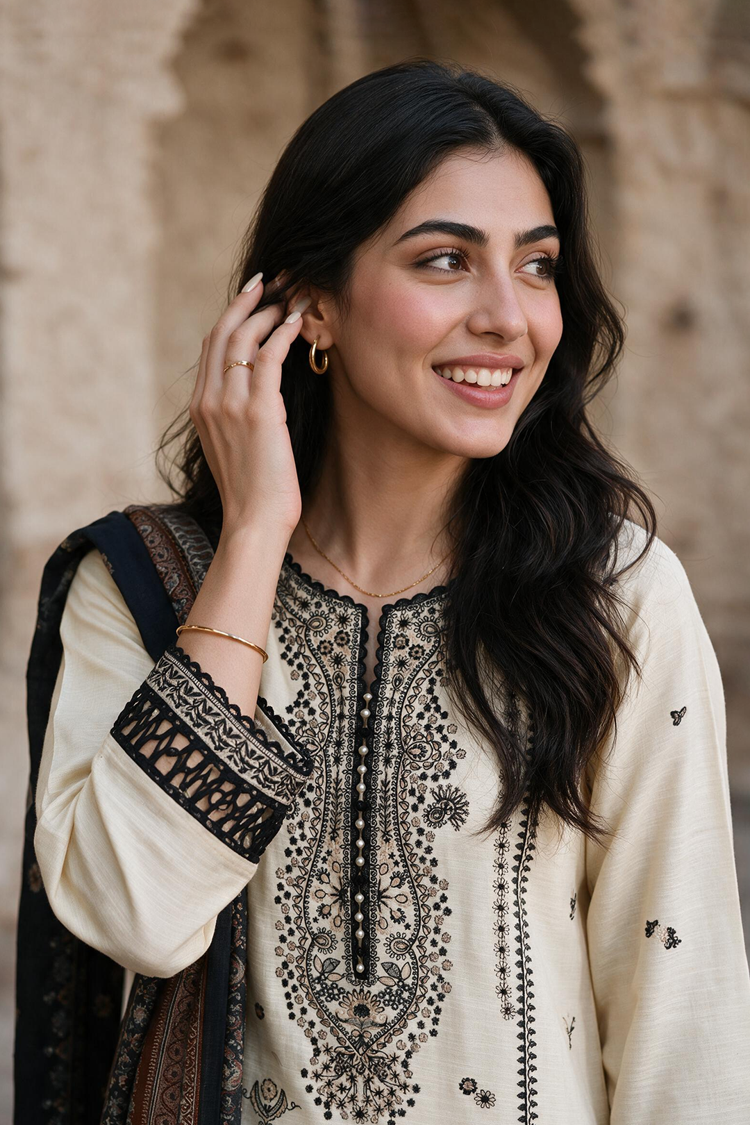 Embroidered Shirt Shalwar Shawl - 0171