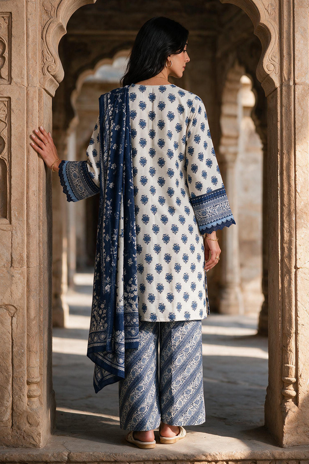 Embroidered Shirt Shalwar Shawl - 0174