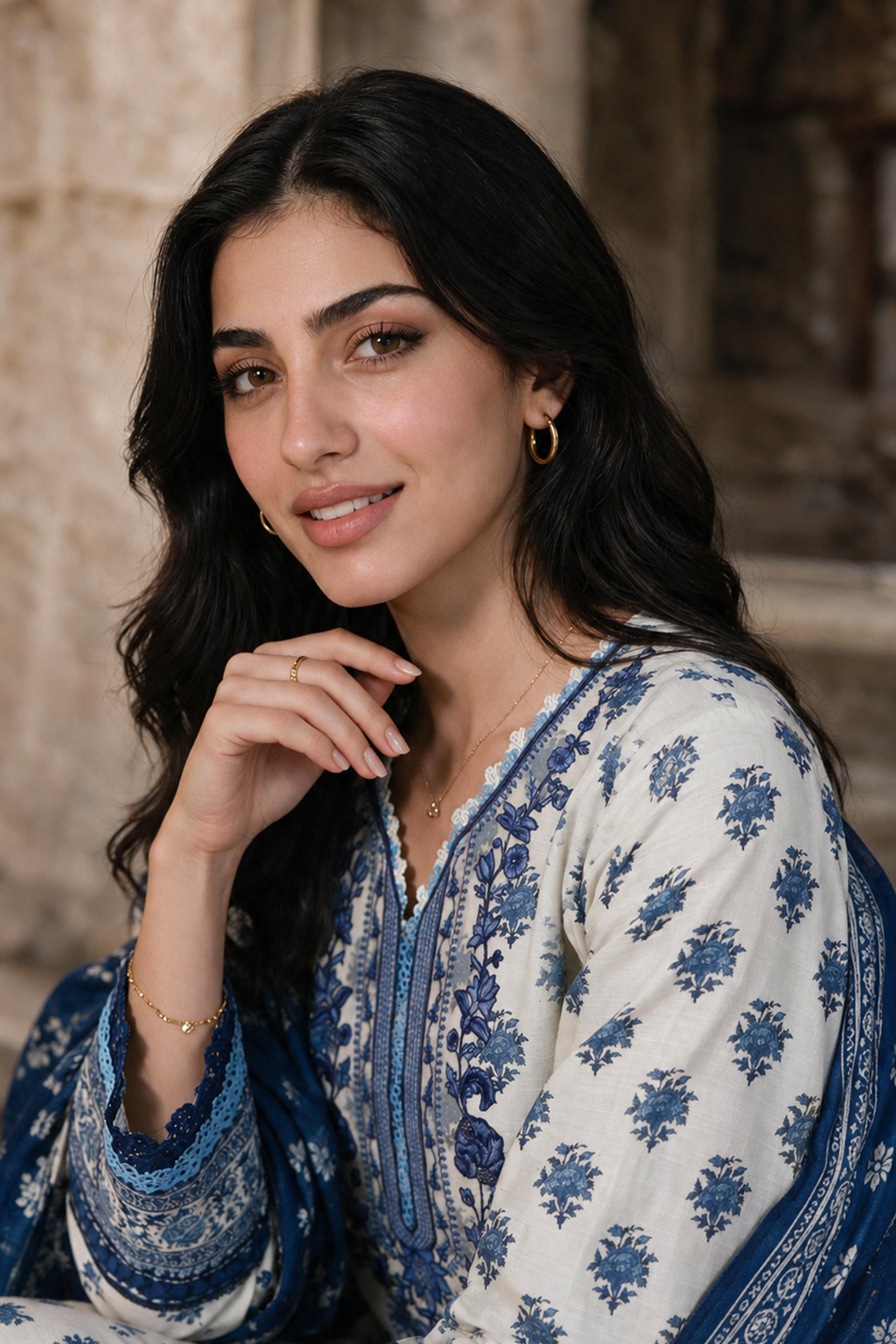 Embroidered Shirt Shalwar Shawl - 0174