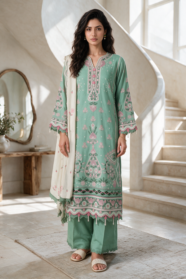 Embroidered Shirt Shalwar Dupatta - 0182