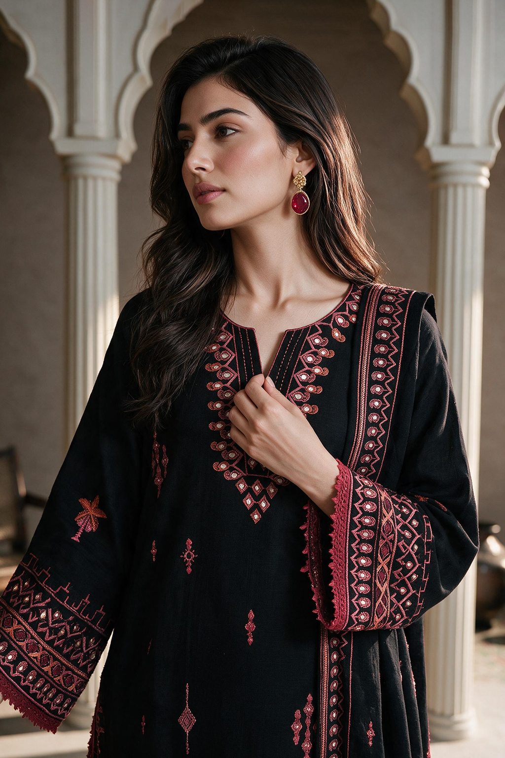 Embroidered Shirt Shalwar Dupatta - 0185