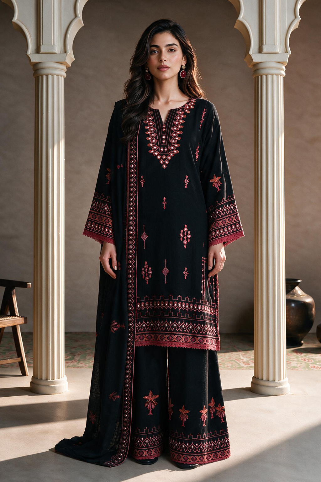 Embroidered Shirt Shalwar Dupatta - 0185