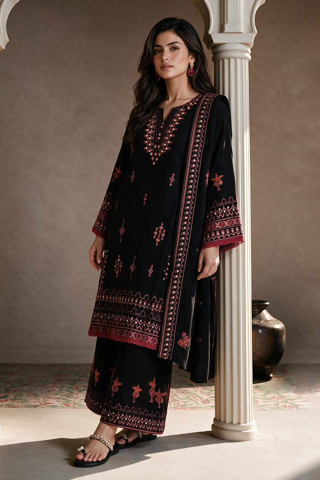 Embroidered Shirt Shalwar Dupatta - 0185