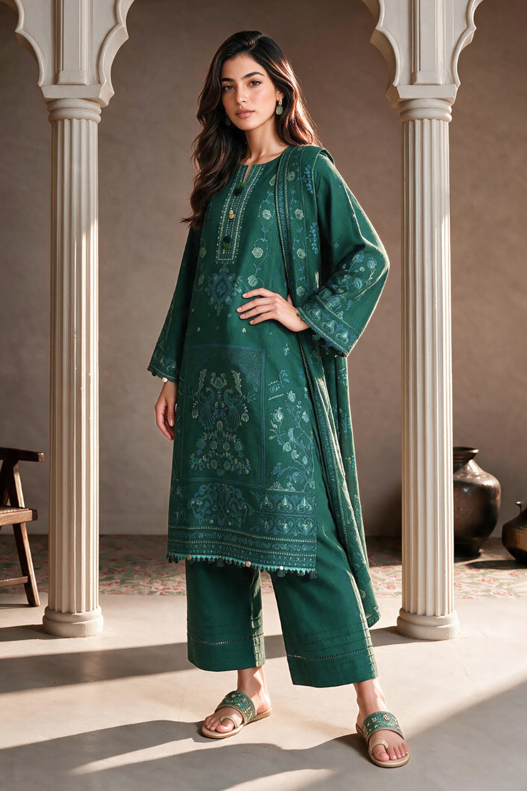 Embroidered Shirt Shalwar Dupatta - 0187