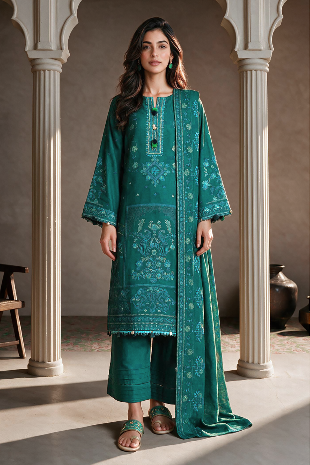 Embroidered Shirt Shalwar Dupatta - 0187