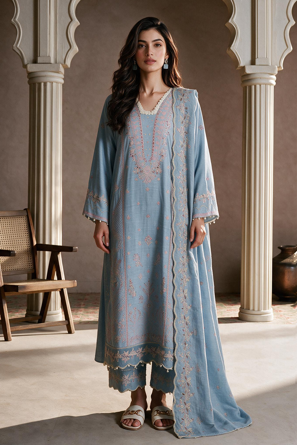 Embroidered Shirt Shalwar Dupatta - 0189