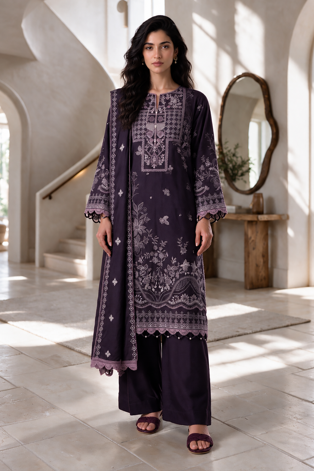 Embroidered Shirt Shalwar Dupatta - 0253