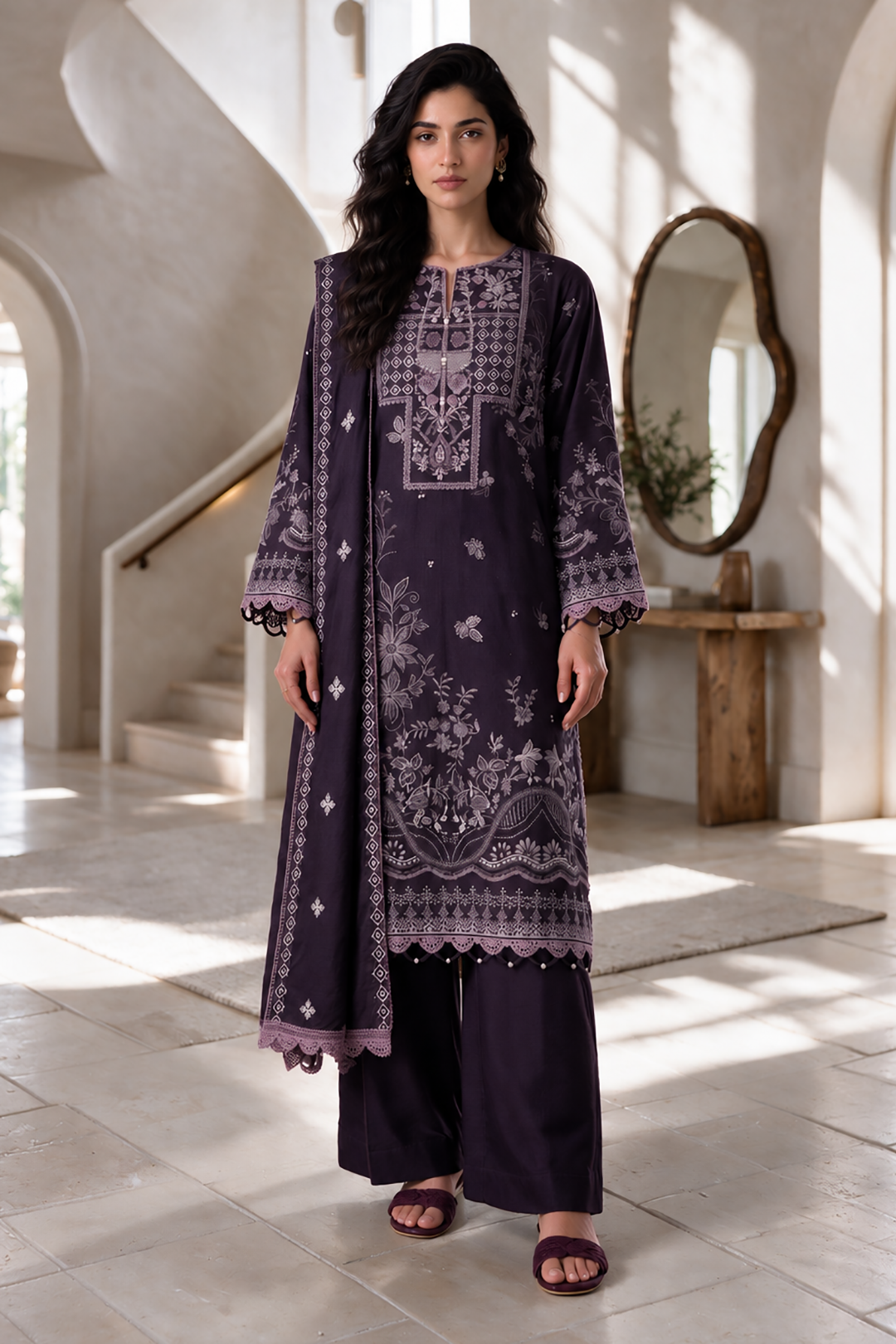 Embroidered Shirt Shalwar Dupatta - 0253