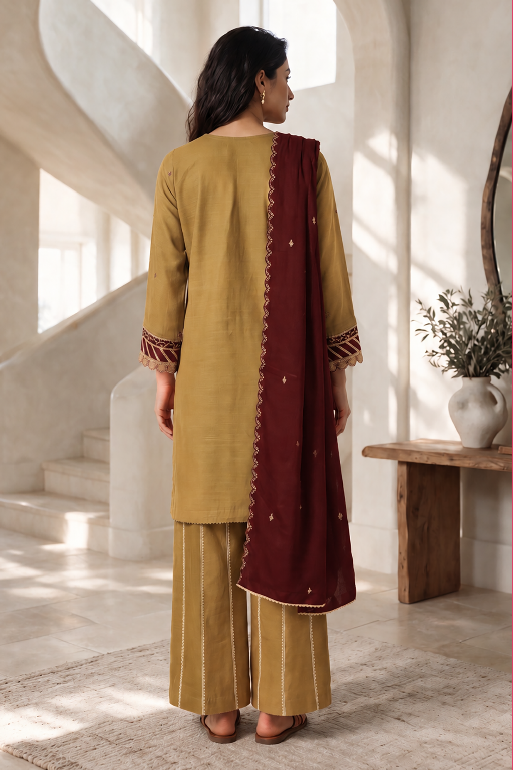 Embroidered Shirt Shalwar Shawl - 0261