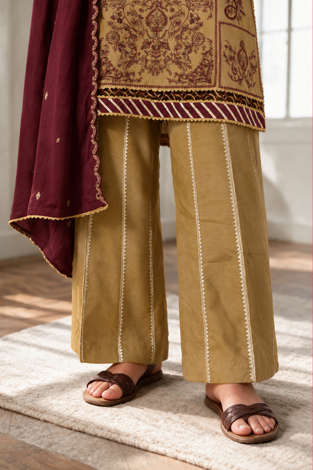 Embroidered Shirt Shalwar Shawl - 0261