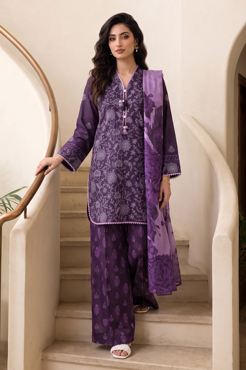 Embroidered Shirt Shalwar Dupatta - 0319