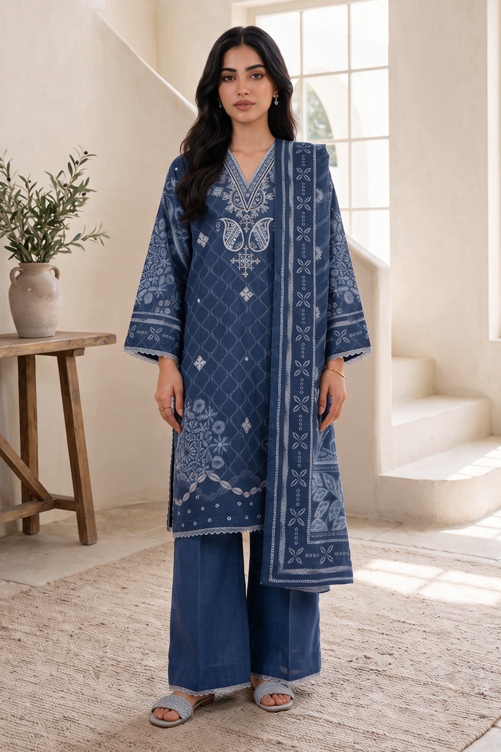 Embroidered Shirt Shalwar Dupatta - 0320