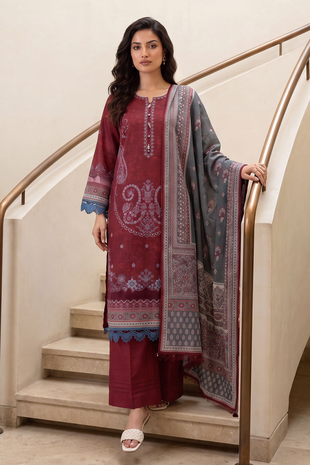 Embroidered Shirt Shalwar Dupatta - 0322