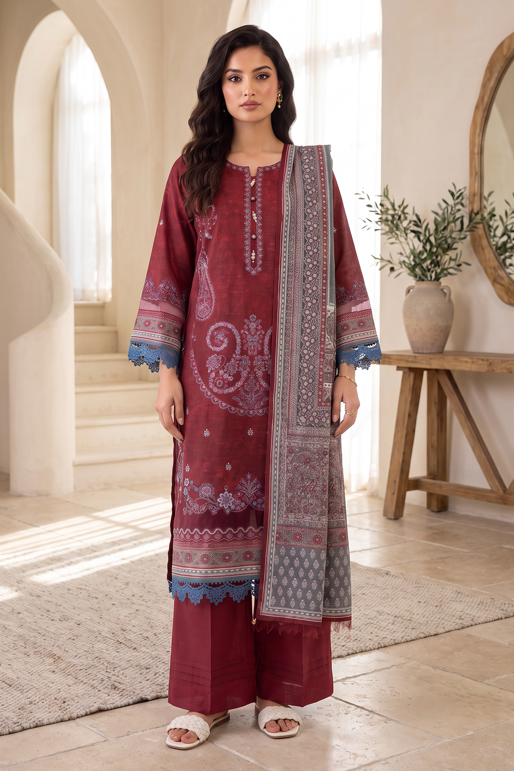 Embroidered Shirt Shalwar Dupatta - 0322