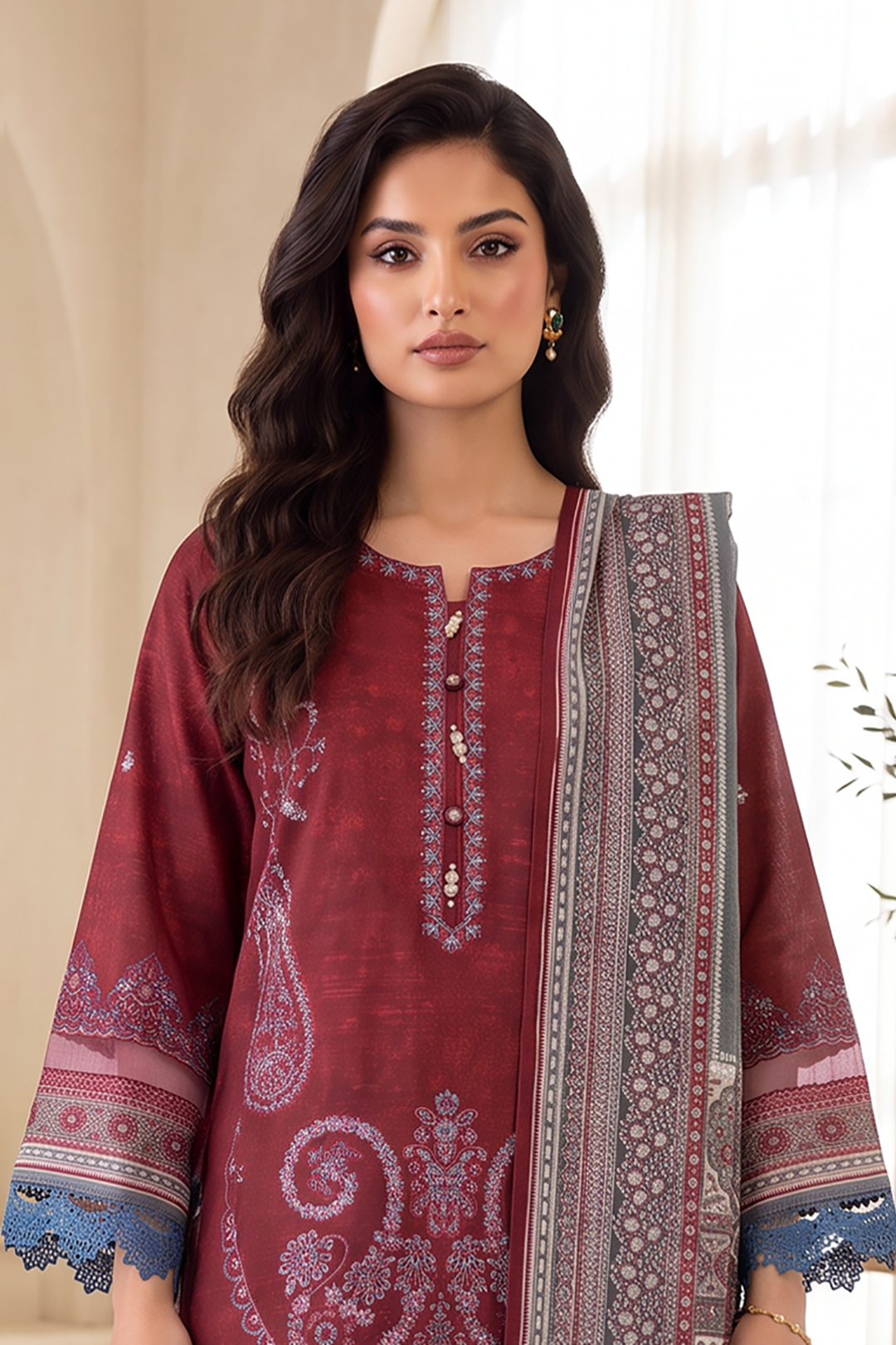 Embroidered Shirt Shalwar Dupatta - 0322