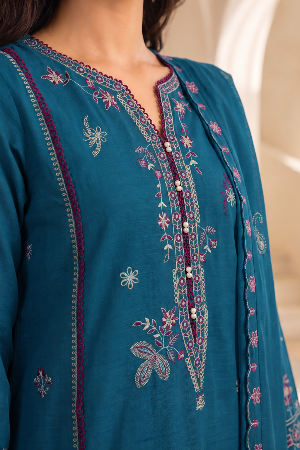 Embroidered Shirt Shalwar Shawl - 0323
