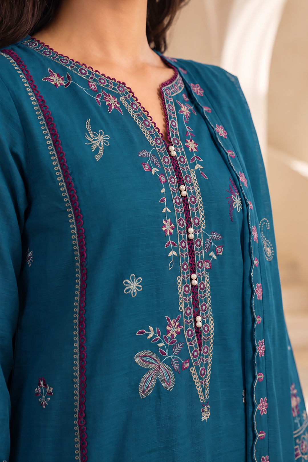Embroidered Shirt Shalwar Shawl - 0323