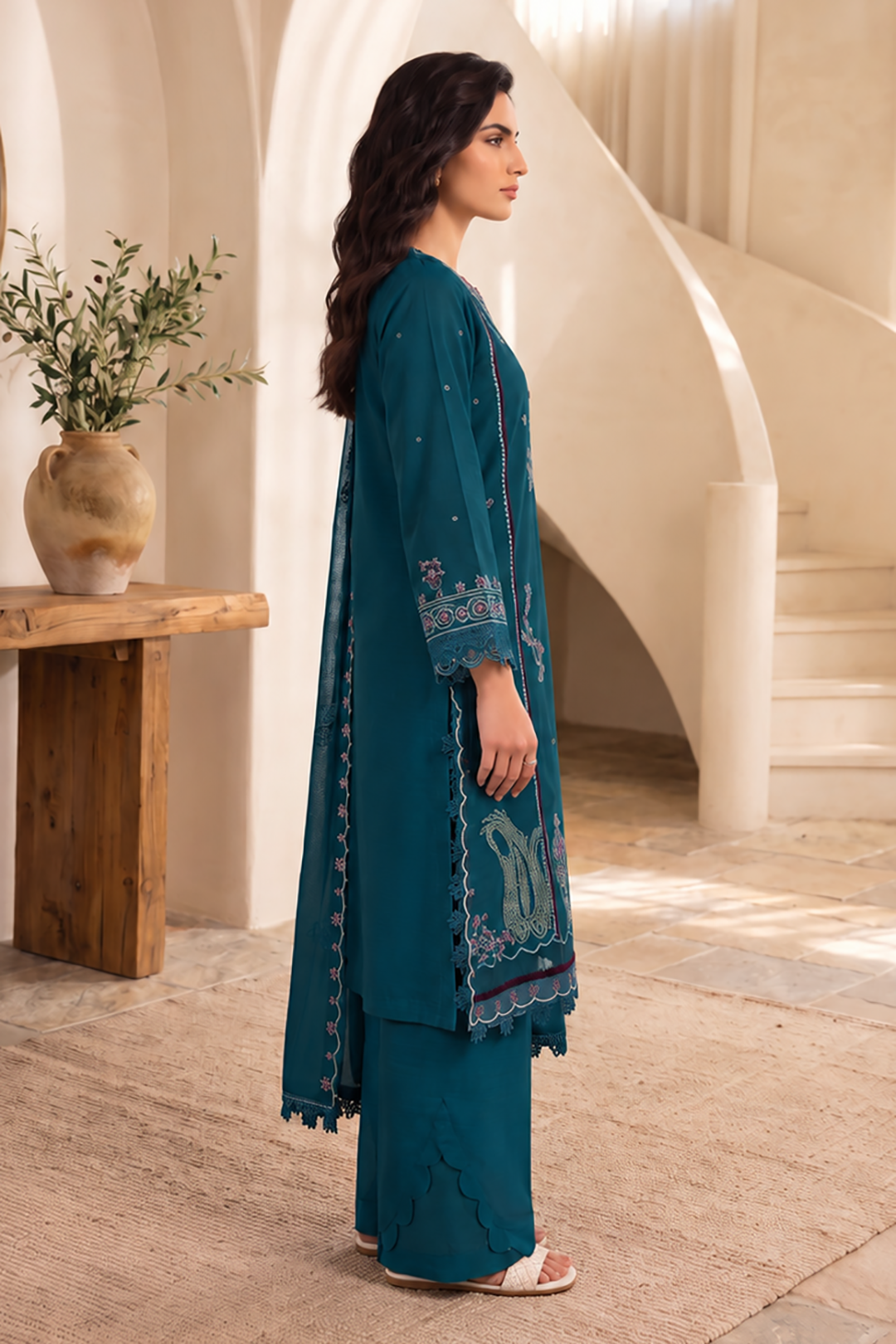 Embroidered Shirt Shalwar Shawl - 0323