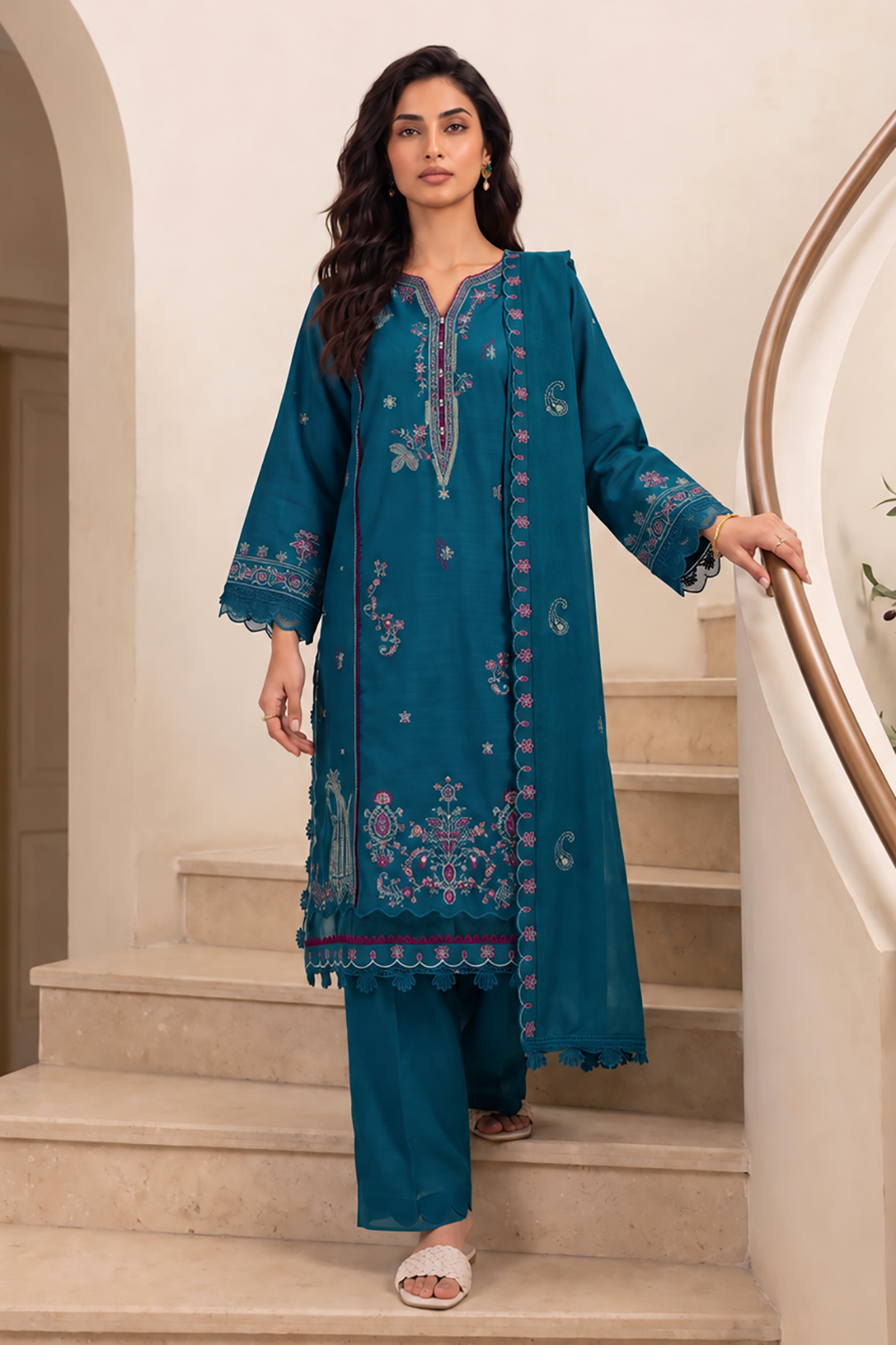 Embroidered Shirt Shalwar Shawl - 0323