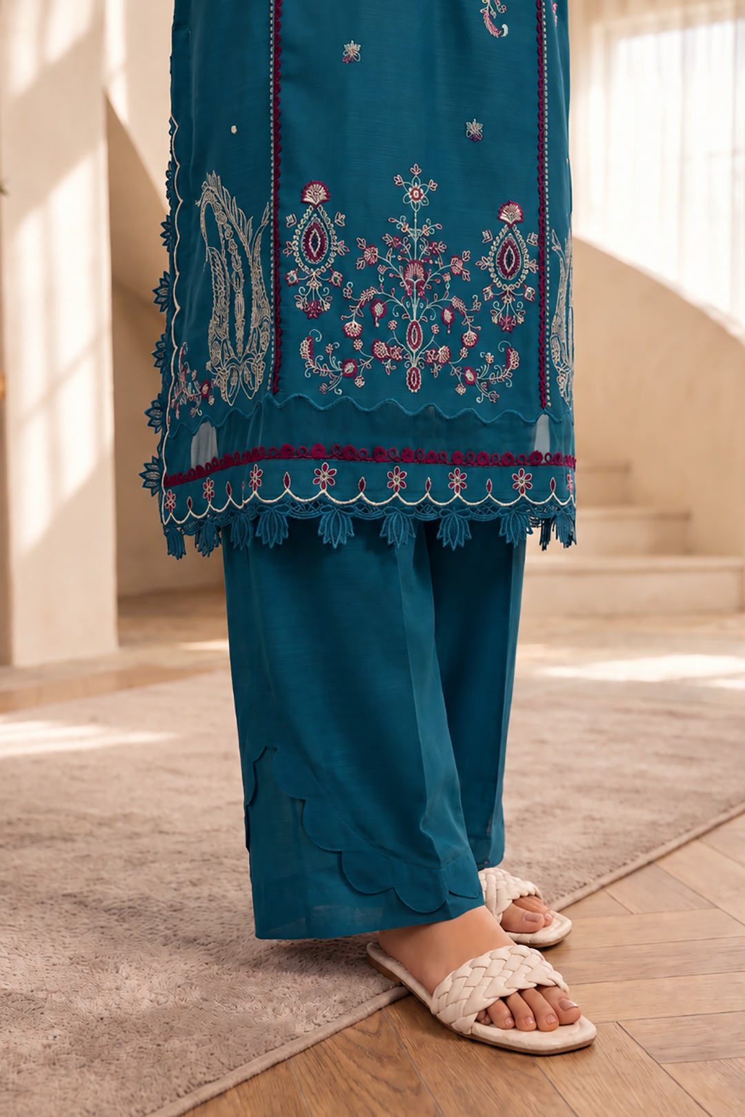 Embroidered Shirt Shalwar Shawl - 0323
