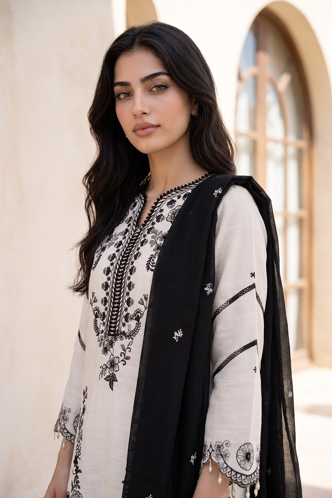 Embroidered Shirt Shalwar Shawl - 0325