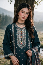 Embroidered Shirt Shalwar Shawl - 0335