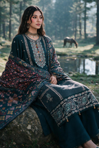 Embroidered Shirt Shalwar Shawl - 0335