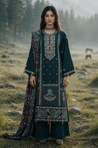 Embroidered Shirt Shalwar Shawl - 0335