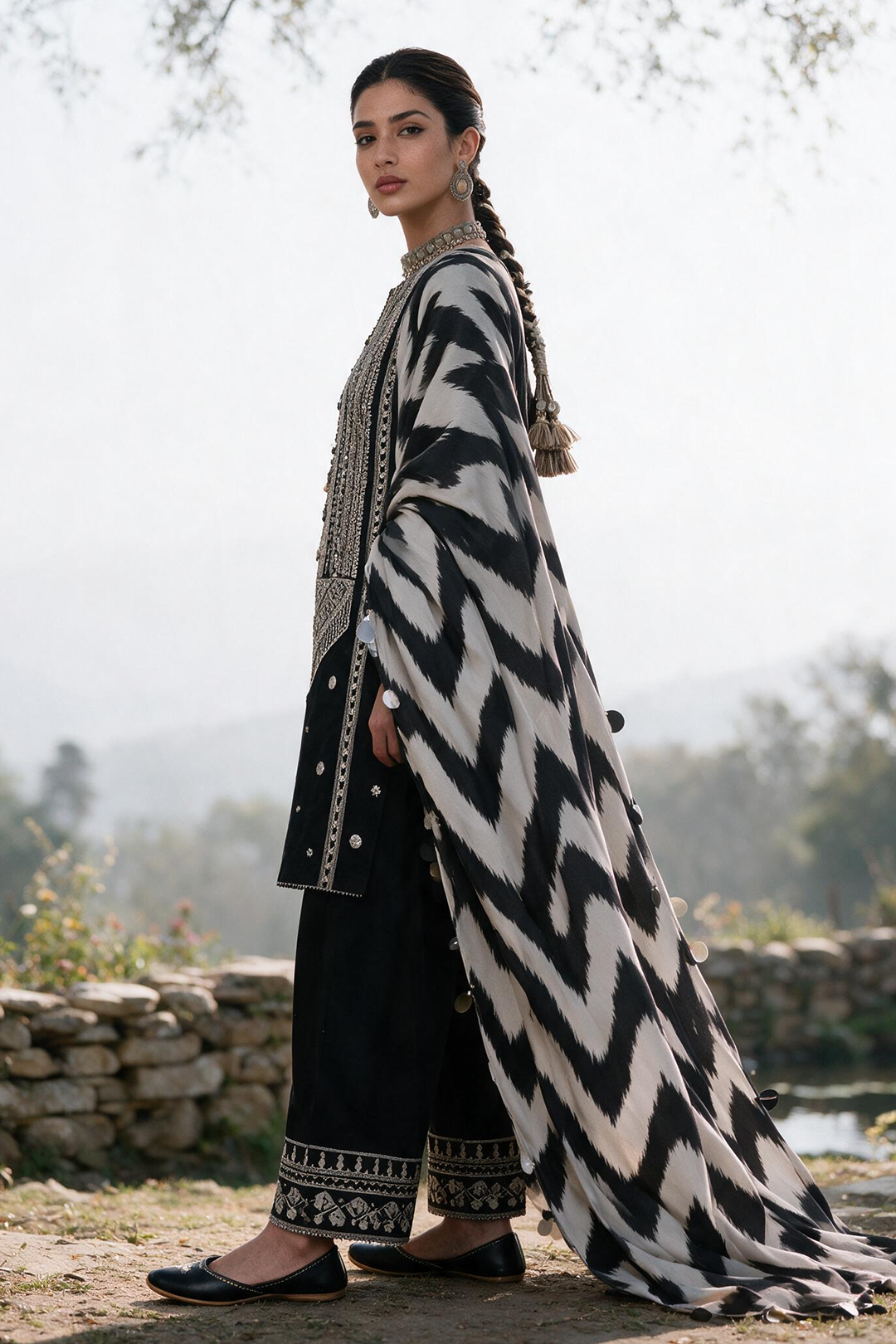 Embroidered Shirt Shalwar Shawl - 0336