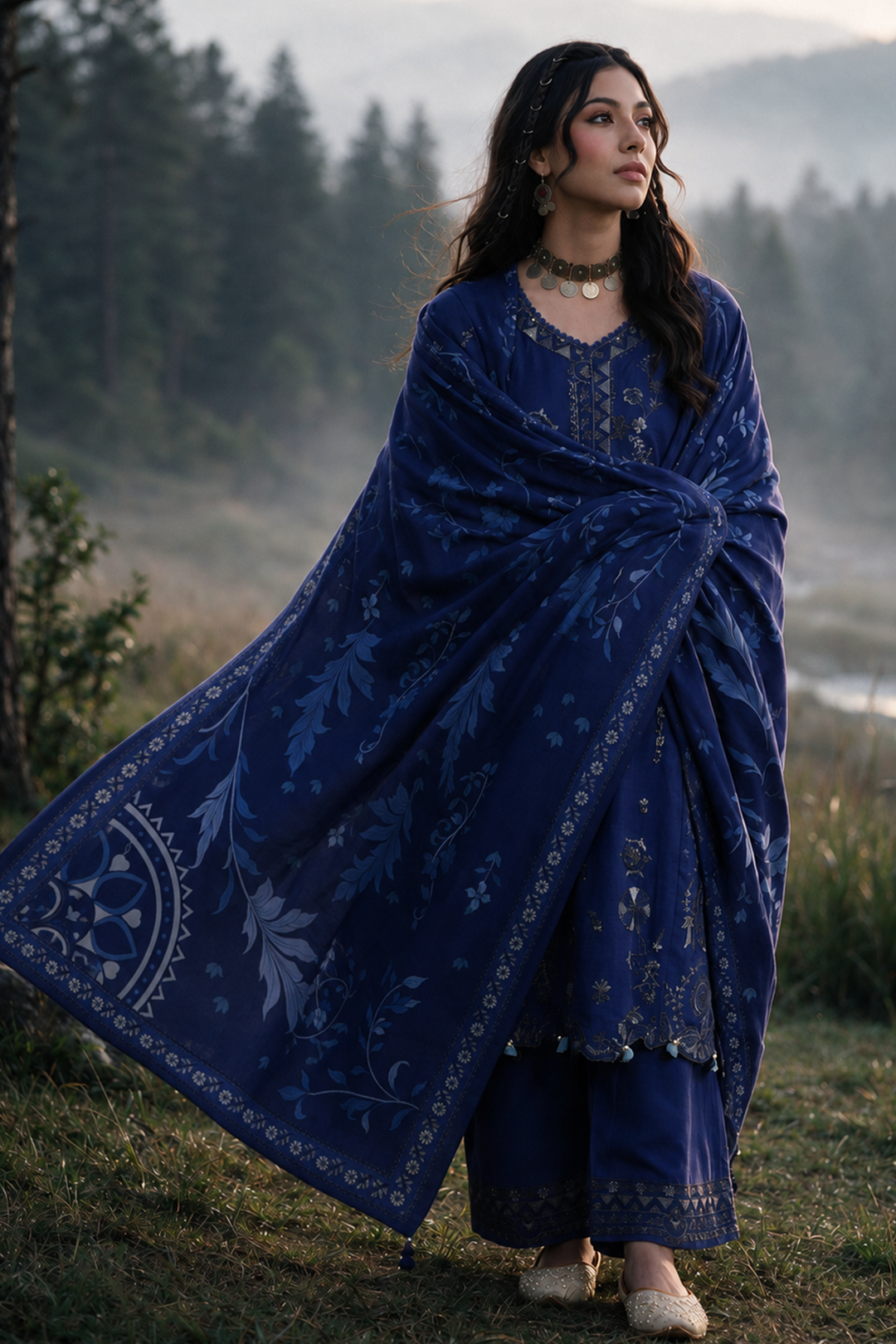 Embroidered Shirt Shalwar Shawl - 0337