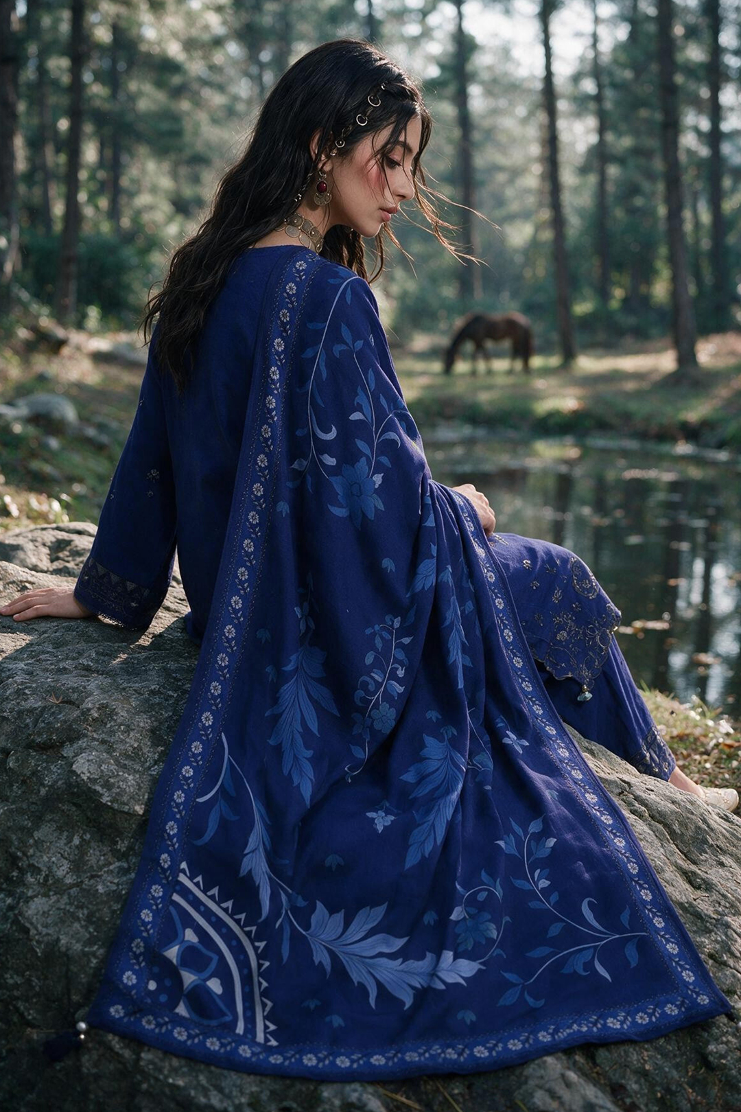 Embroidered Shirt Shalwar Shawl - 0337
