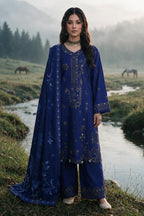 Embroidered Shirt Shalwar Shawl - 0337