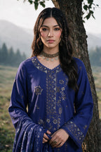 Embroidered Shirt Shalwar Shawl - 0337