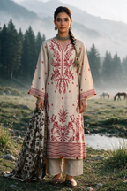 Embroidered Shirt Shalwar Shawl - 0338
