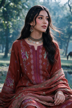 Embroidered Shirt Shalwar Shawl - 0339