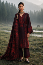 Embroidered Shirt Shalwar Shawl - 0340