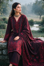 Embroidered Shirt Shalwar Shawl - 0340