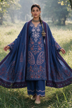 Embroidered Shirt Shalwar Shawl - 0341