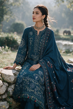 Embroidered Shirt Shalwar Shawl - 0342
