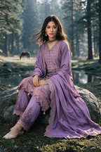 Embroidered Shirt Shalwar Shawl - 0343