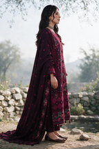 Embroidered Shirt Shalwar Shawl - 0344