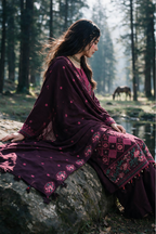 Embroidered Shirt Shalwar Shawl - 0344