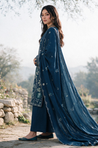 Embroidered Shirt Shalwar Shawl - 0345