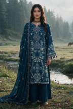 Embroidered Shirt Shalwar Shawl - 0345